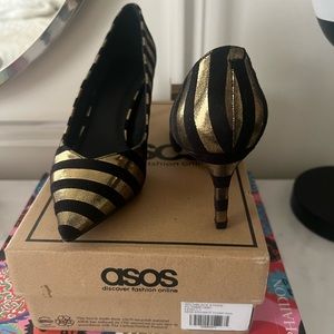 Gold and Black stripped Asos heel